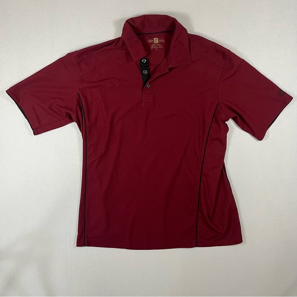 🔴 Chick-fil-A TeamStyle Polo | Medium | Red Maroon Black Trim Uniform